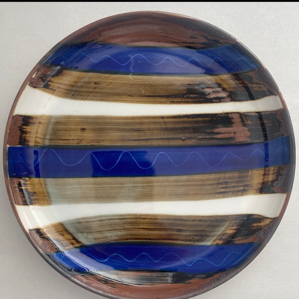 Vintage Mid Century Modern Dansk Striped Stoneware Plate Scandinavian 8 inch